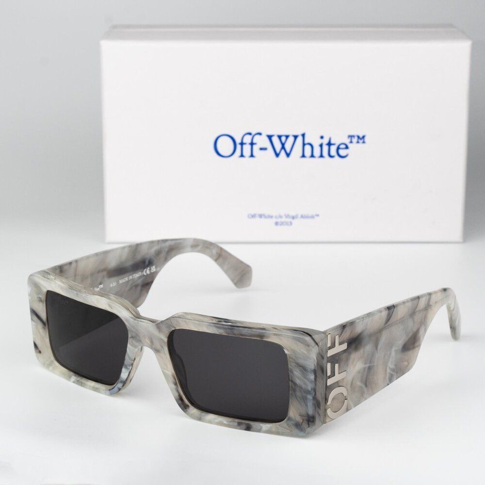 Off-White MILANO Women Sunglasses Marble Grey Square OERI097 0807 NEW AUTHENTIC